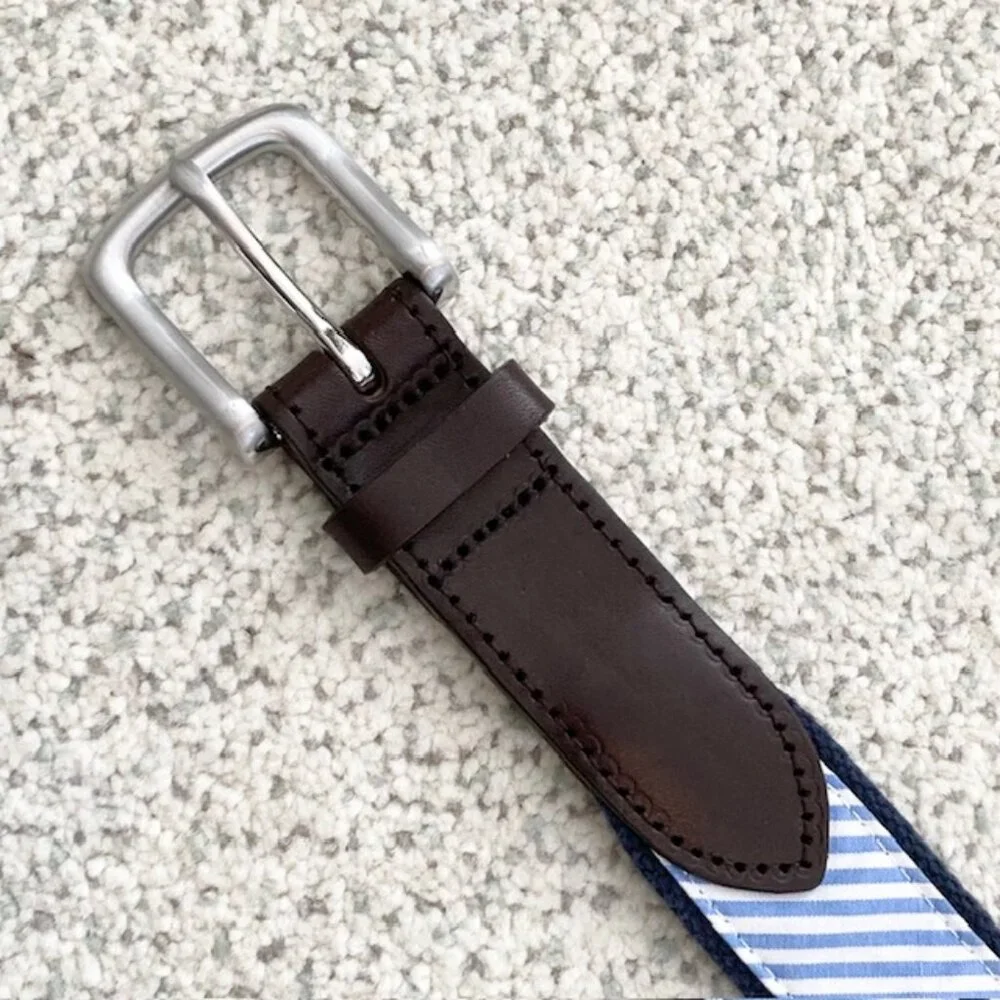 Vineyard Vines Boys Size 30 XL Kentucky Derby Seersucker Leather Bow Tie Belt